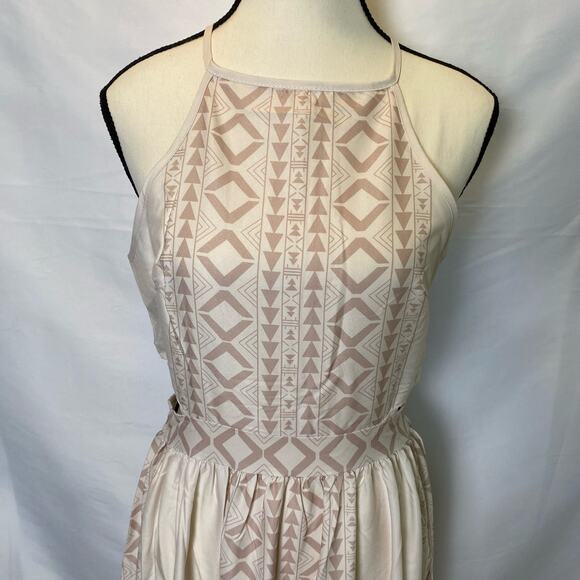 FHQ Collection Geometric High Square Neck Cut Out Maxi Dress Boho Size Small - Picture 2 of 14
